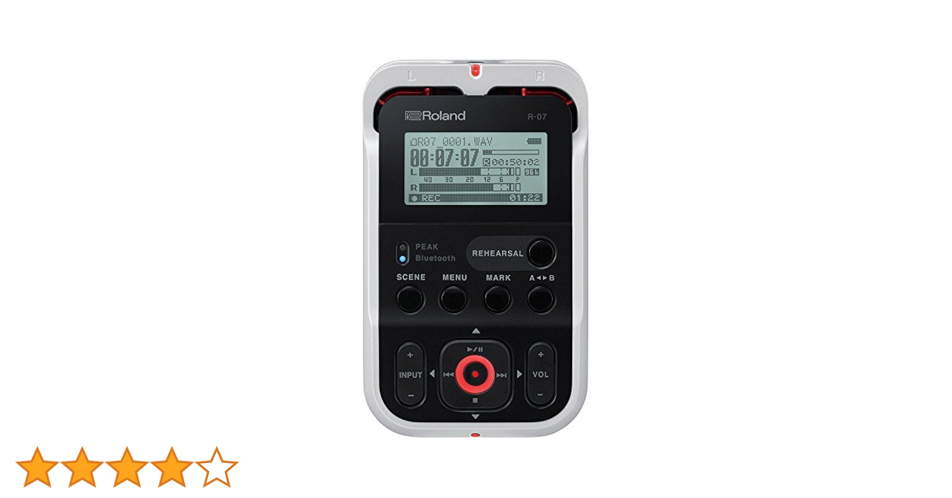 Roland R-07-WH リニアPCMレコーダー ハイレゾ ほぼ新品 ローランド、シンプル操作のオーディオ・レコーダー「R-07